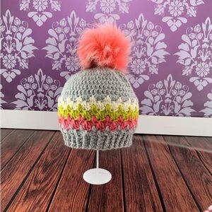 Crochet Colorful Winter Hat with Pom Pom